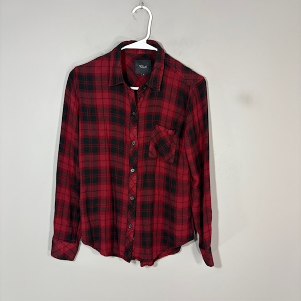 Rails Shirt Womens Small Red Plaid Hunter Crimson Pitch Rayon Button Front Top